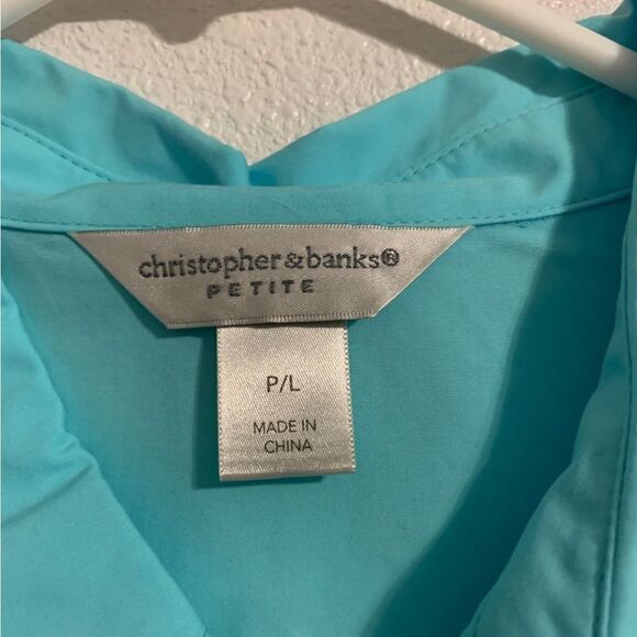 CHRISTOPHER & Banks Petite Large Blue Button Down‎ Shirt - Picture 3 of 4
